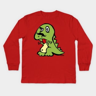 T-rex hates mustache Kids Long Sleeve T-Shirt